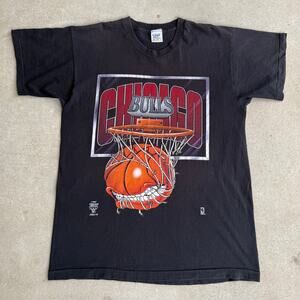 Vintage Chicago Bulls 90s Michael Jordan NBA Basketball Black Shirt Size Large